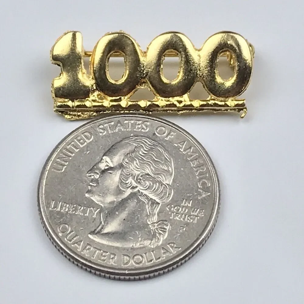 Gold Number 1000 Lapel Pin Brooch Achievement Award Collectible